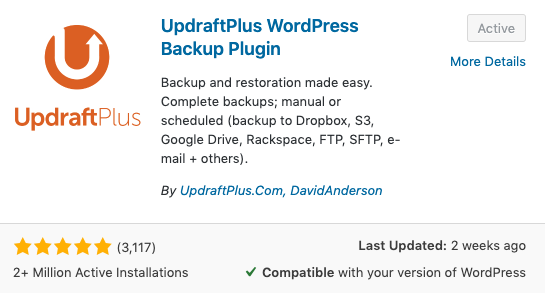 17 Best Free Plugin For Newbies In 2019 20 UpdraftPlus
