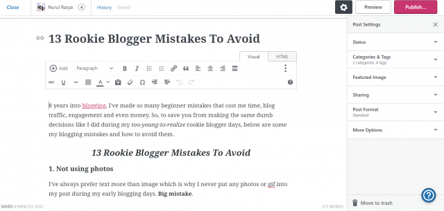 13 Rookie Blogger Mistakes To Avoid 6 Wordpress.com Interface