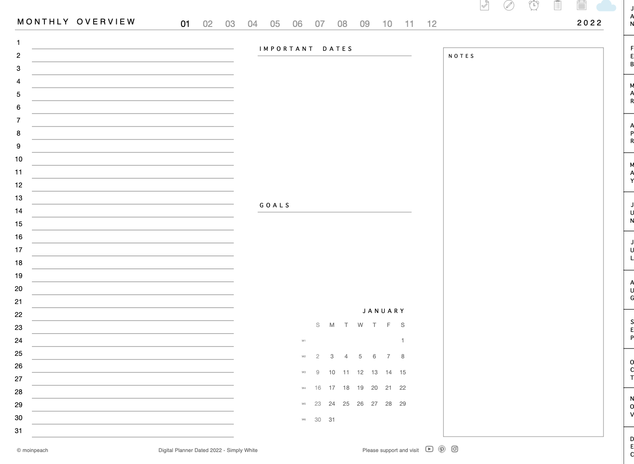 7 Free 2022 Digital Planner For A Productive New Year 8 digital planner monthly view