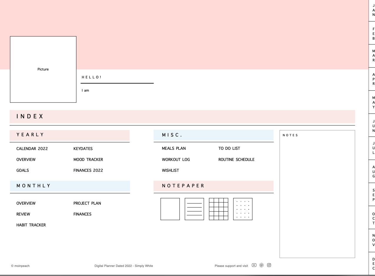 7 Free 2022 Digital Planner For A Productive New Year 7 Cute pink digital planner